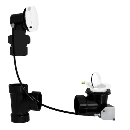 Westbrass Sch. 40 ABS 27" Cable Drive Bath Waste, Ball Joint Head in Powdercoated White D50A27BJ-50